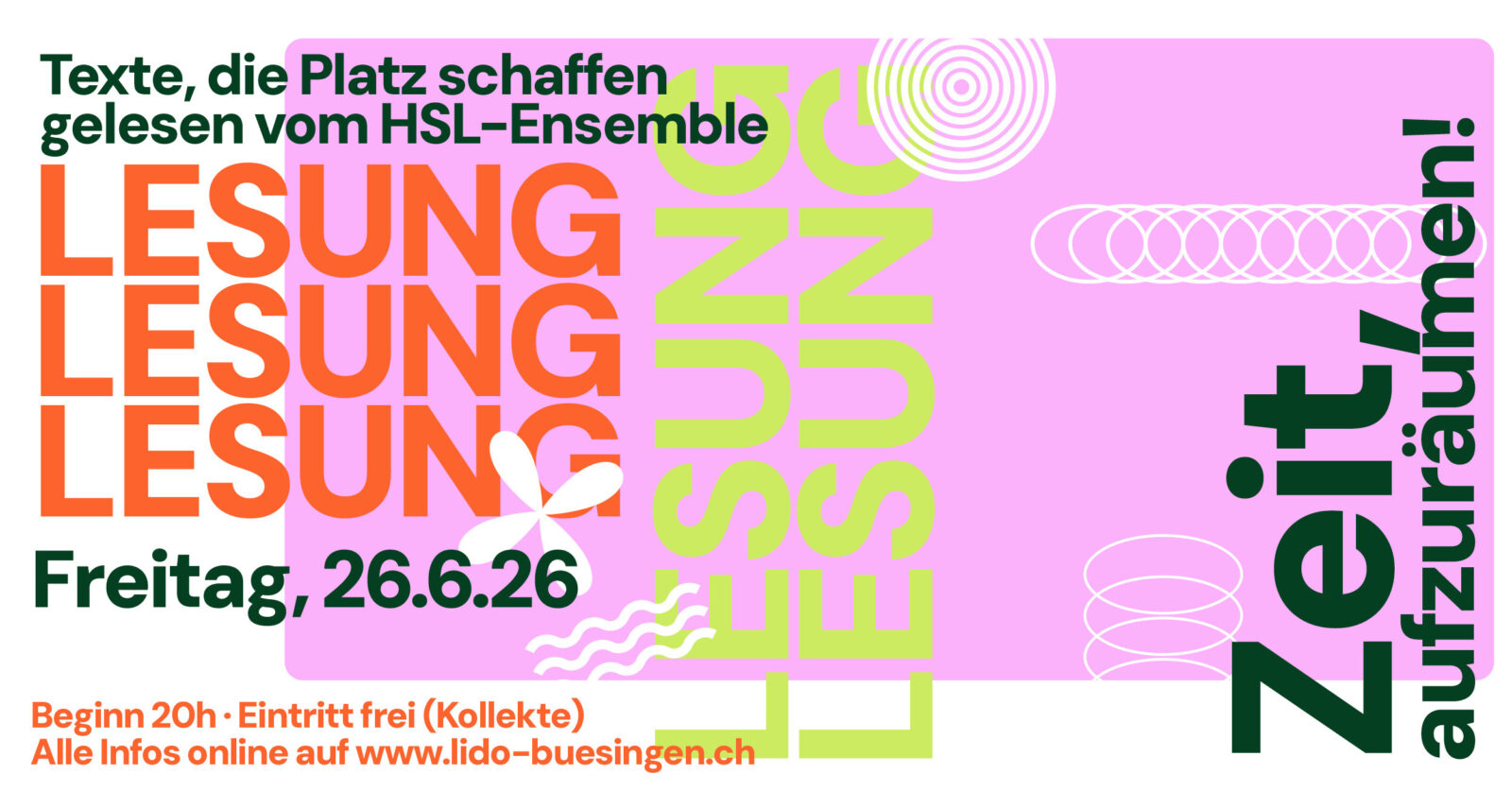 Flyer Lesung "Zeit, aufzuräumen"<br />
